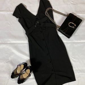 Express - Belted Buttoned black dress